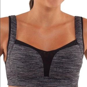 Lululemon Ta Ta Tamer II Grey White Space Stripe Sports Bra High Support